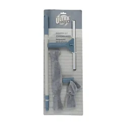 Set de nettoyage vitre 4 pièces raclette éponge chiffon