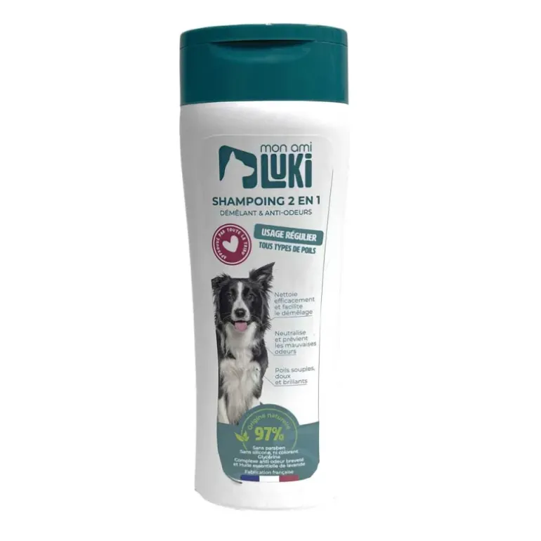 Shampoing 2 en 1 anti-odeurs pour chiens 300ml