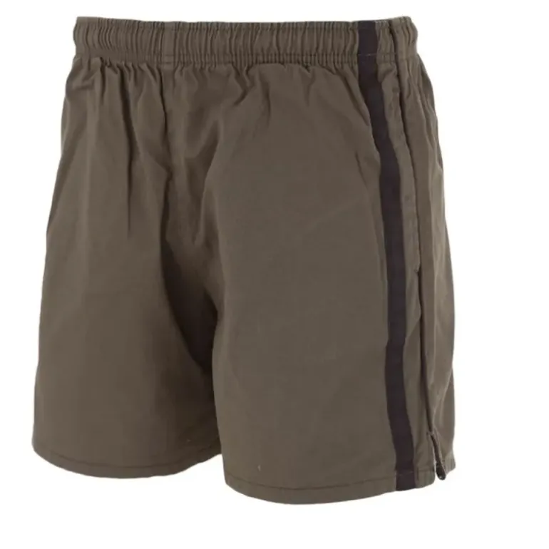 Short Flottant Kaki-Noir 100% Coton 3 Poches Taille Élastique