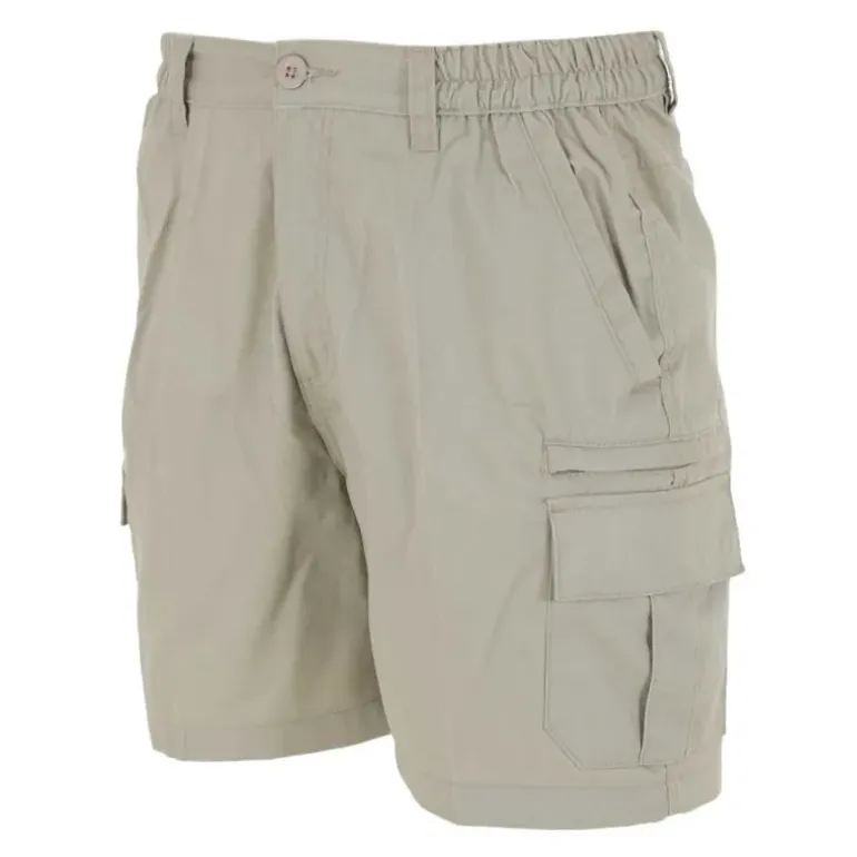 Short Valley beige 65% polyester 35% coton cargo multi-poches