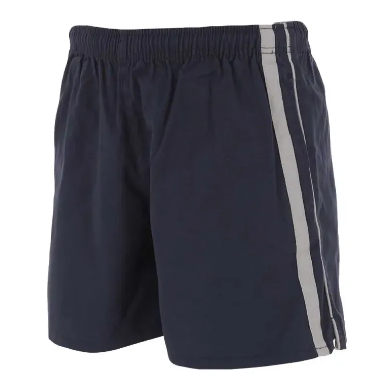 Short-Flottant marine-gris 100% coton 3 poches taille élastique