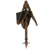 Siège de battue trépied réglable avec assise cuir brun