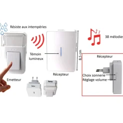Sonnette de porte sans pile, ni fil, énergie cinétique