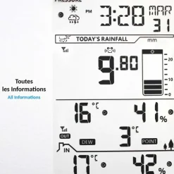 Station météo connectée avec pluviomètre - Affichage couleur et alertes météo