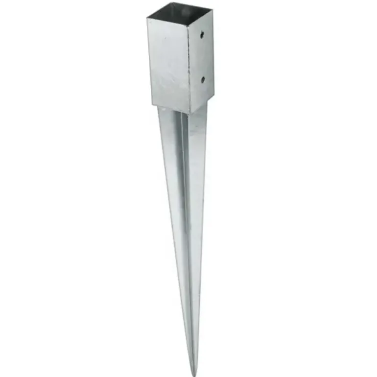 Support de poteau bois à enfoncer 7,1x7,1 cm - Acier galvanisé