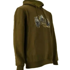 Sweat à capuche 3 sangliers coton polyester kaki M à 3XL