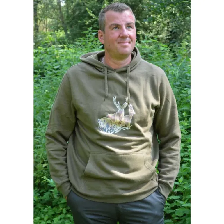 Sweat à capuche kaki grands animaux Bartavel®