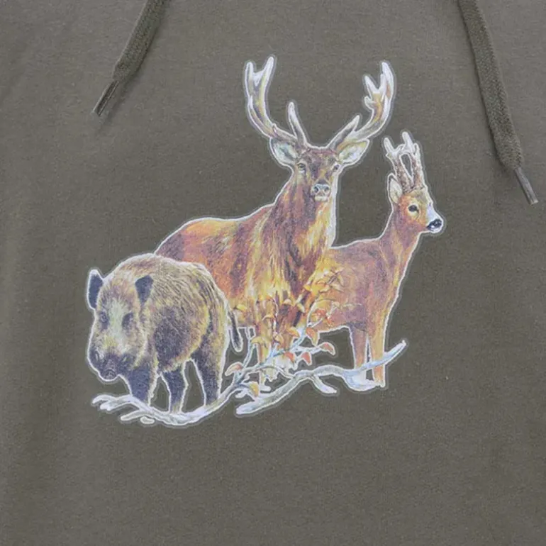 Sweat à capuche kaki grands animaux Bartavel®
