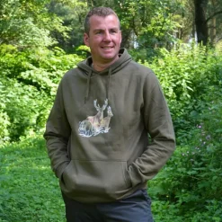 Sweat à capuche kaki grands animaux Bartavel®