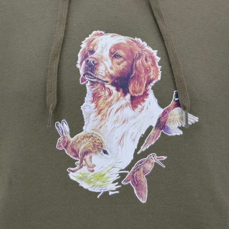 Sweat à capuche kaki épagneul Bartavel®