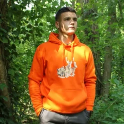 Sweat à capuche orange grands animaux Bartavel®