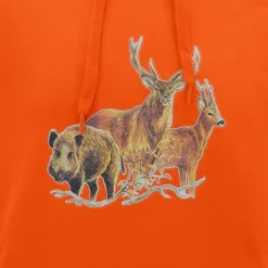 Sweat à capuche orange grands animaux Bartavel®