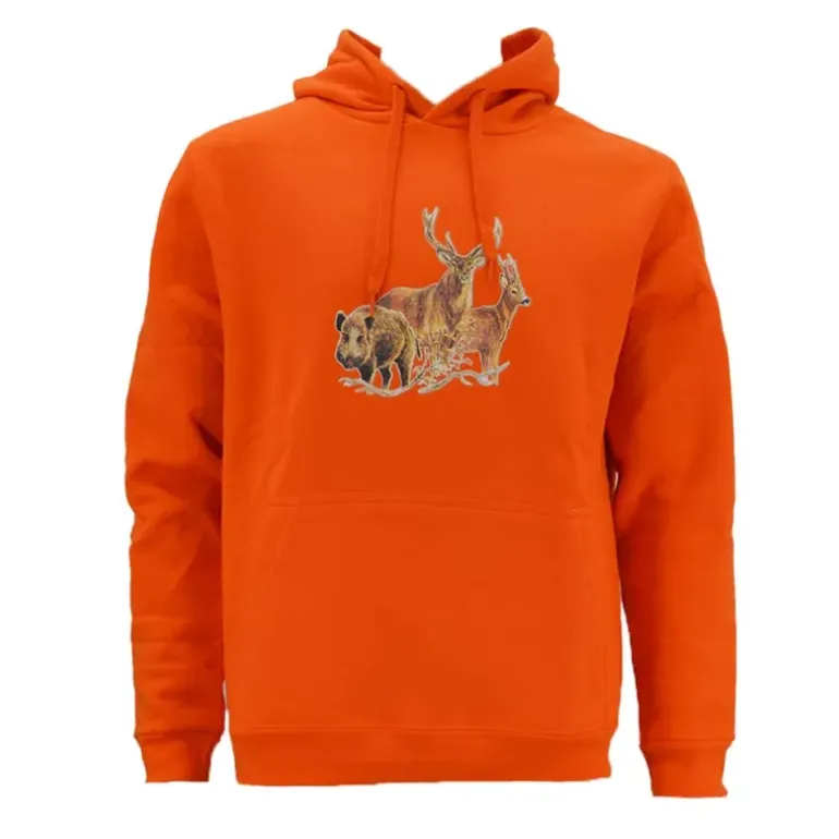 Sweat à capuche orange grands animaux Bartavel®
