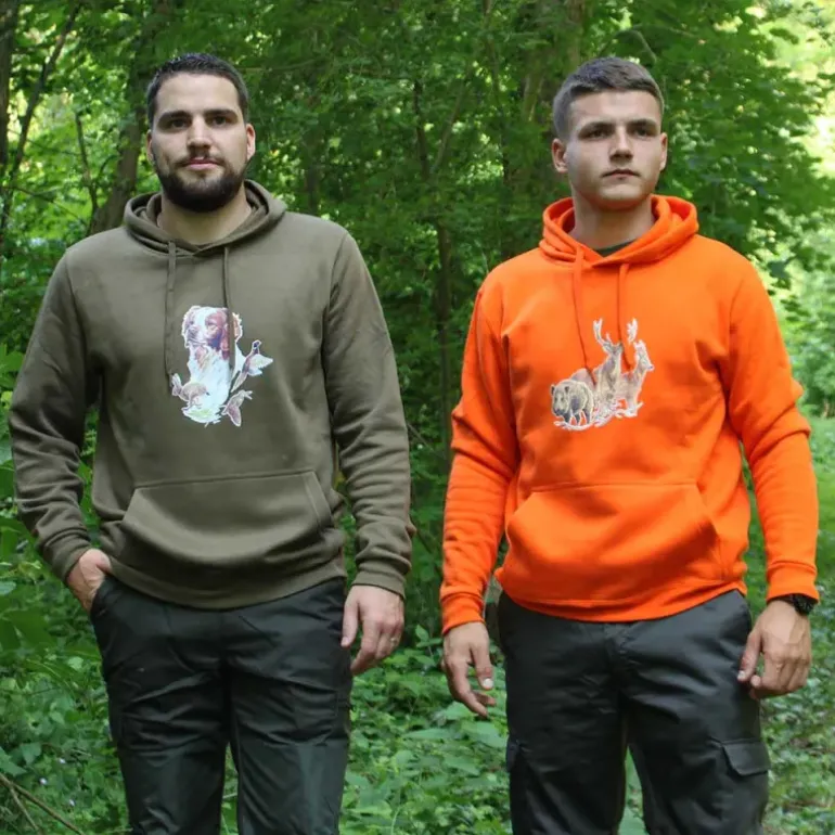 Sweat à capuche orange grands animaux Bartavel®