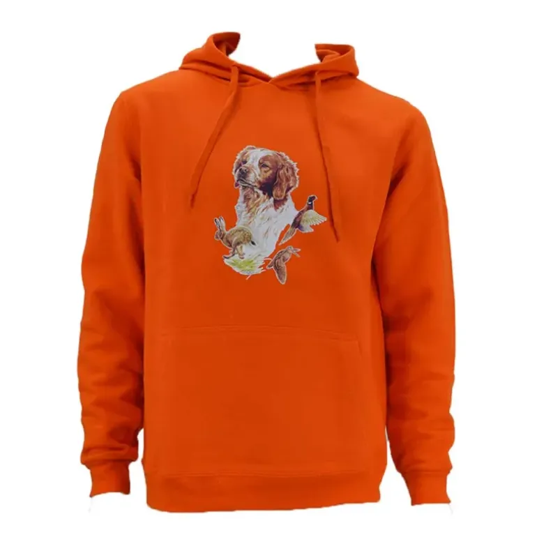 Sweat à capuche orange épagneul Bartavel®