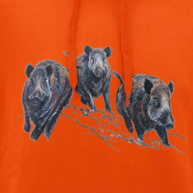Sweat à capuche orange sangliers Bartavel Taille M à 3XL