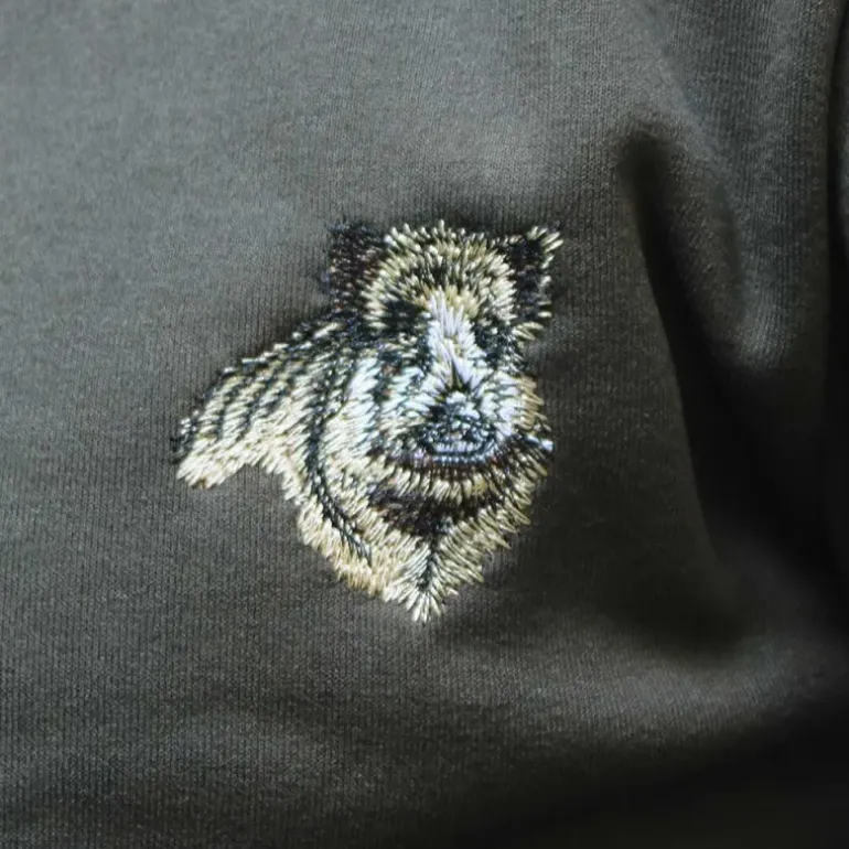 Sweat brodé sanglier vert