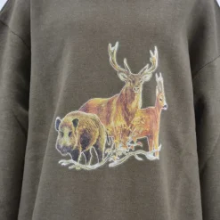 Sweat enfant grands animaux coton polyester kaki 6 à 14 ans