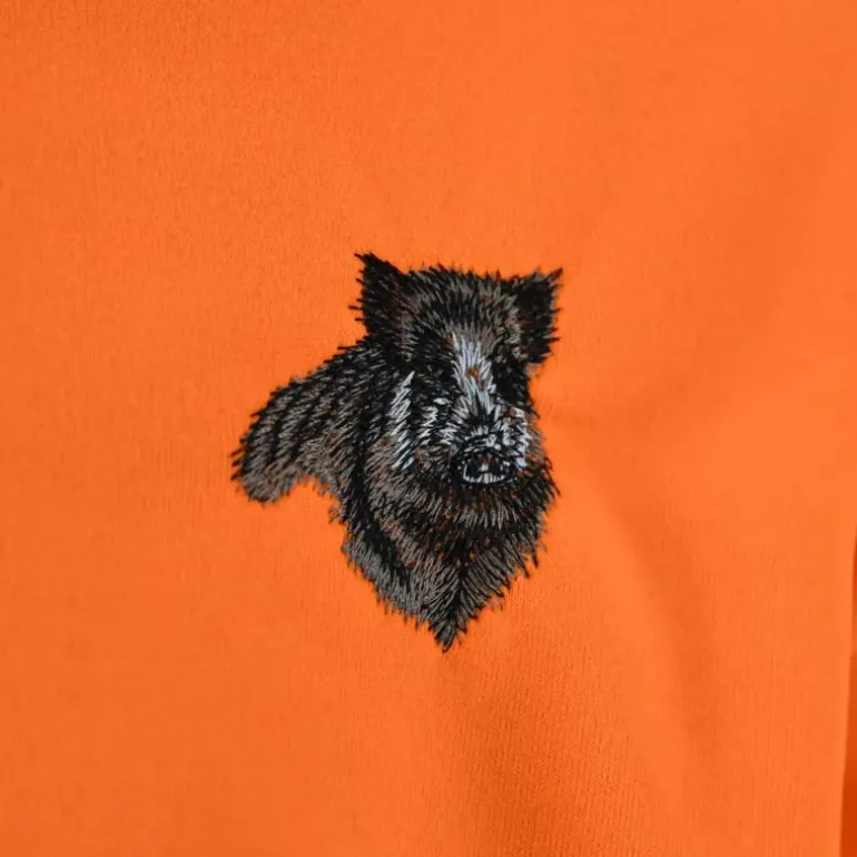 Sweat Orange Sanglier Treeland 100% Polyester Brodé de S à 3XL