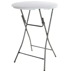 Table de bar ronde blanche Diamètre 80 cm - Hauteur 80 cm - Pliable