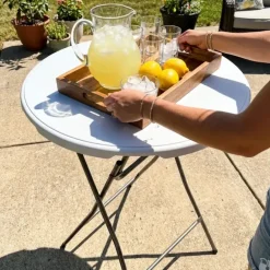 Table de bar ronde blanche Diamètre 80 cm - Hauteur 80 cm - Pliable