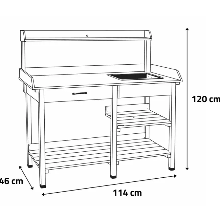 Table de rempotage en bois avec bac plastique - 114x46x120cm