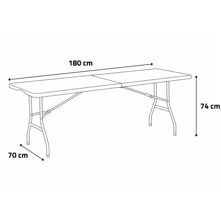 Table pliante en résine 10 couverts 180x70x74cm pieds métal