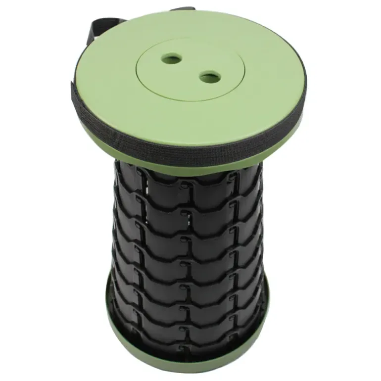 Tabouret télescopique kaki et noir réglable en hauteur de 6 à 45 cm