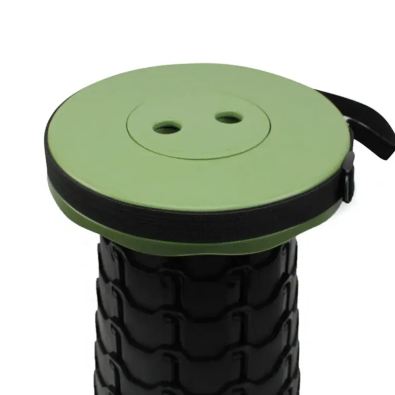 Tabouret télescopique kaki et noir réglable en hauteur de 6 à 45 cm