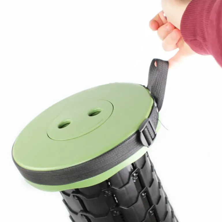 Tabouret télescopique kaki et noir réglable en hauteur de 6 à 45 cm