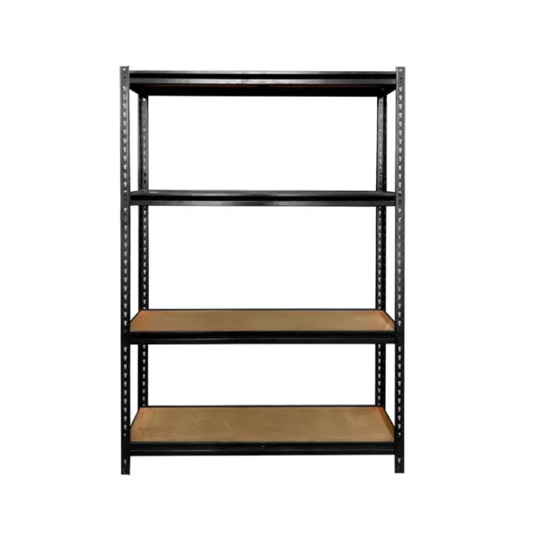 Étagère 4 niveaux noire 120x60x180cm - Charge 300kg par étagère - Acier & MDF