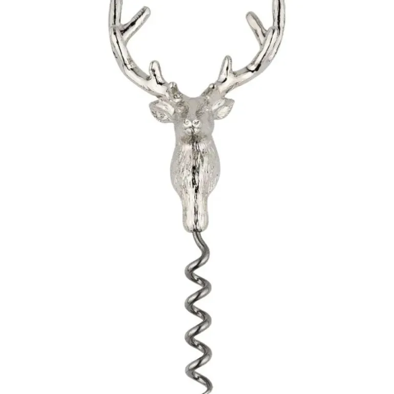 Tire-bouchon cerf en métal zinc argenté 14cm 180g