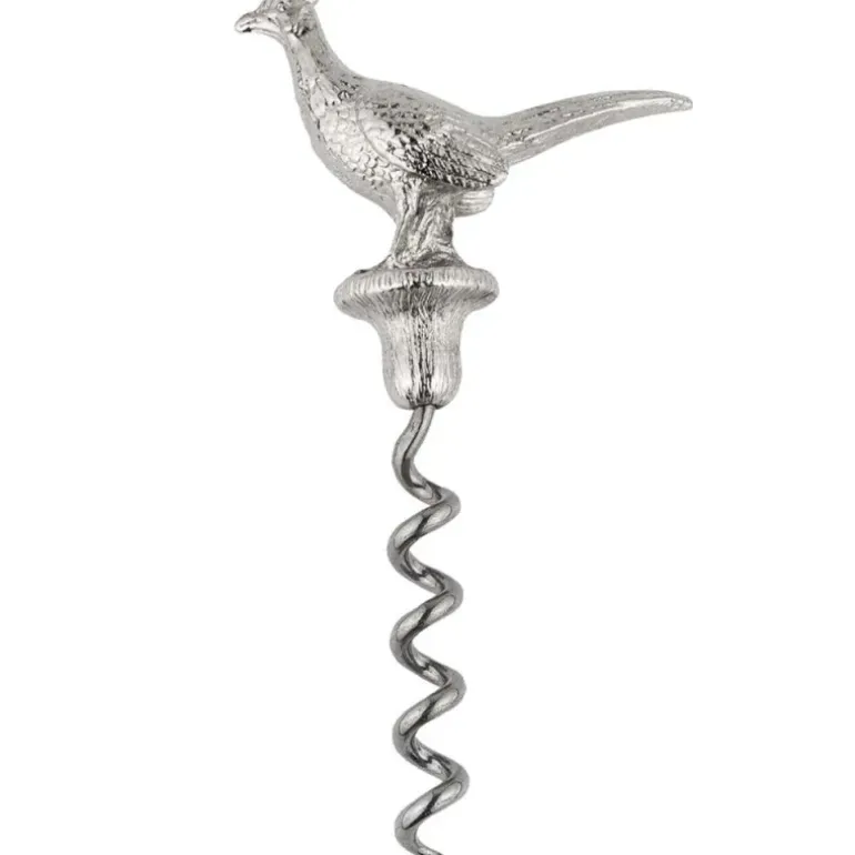 Tire-bouchon faisan en métal argenté 11cm 100g