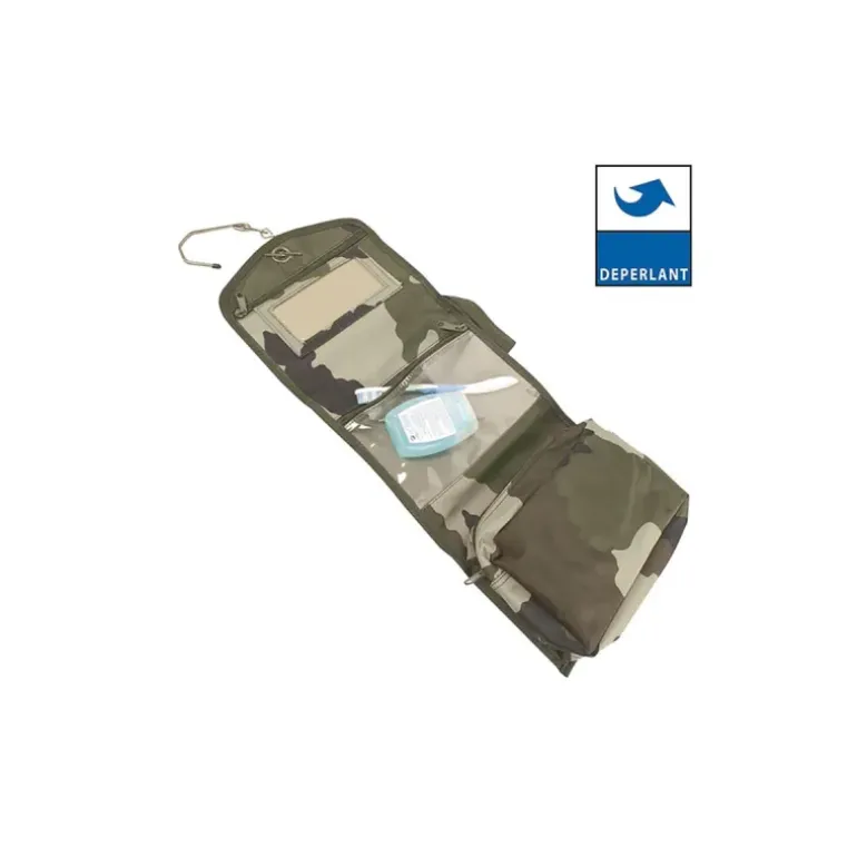 Trousse de toilette verte en polyester déperlant avec miroir amovible - DCA France
