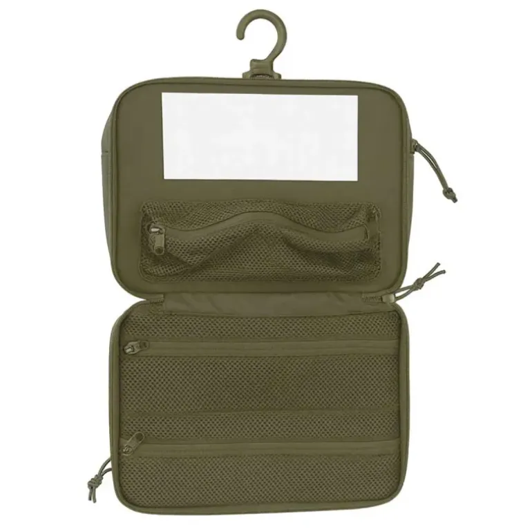 Trousse de toilette verte en polyester déperlant avec miroir amovible - DCA France