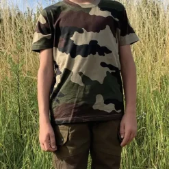 T-shirt enfant double piquage 100% coton camo CE 4 à 14 ans