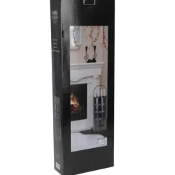 Valet de cheminée métal noir 5 pièces Outils feu bois 65 cm
