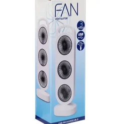 Ventilateur de table rechargeable 3 sorties - Blanc 3W