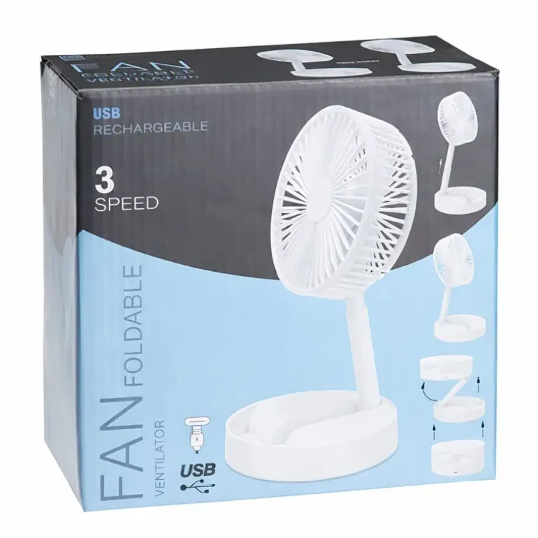 Ventilateur pliable 24h autonomie 3 modes de vitesse USB Ø16cm