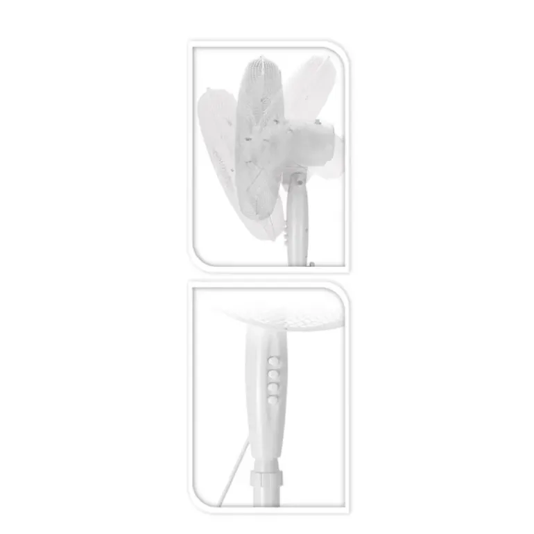 Ventilateur sur pied 17 pouces - 45W - 3 vitesses - Oscillation et inclinaison réglables - Blanc