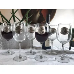 Verres à vin 360 ml décor étain relief de gibiers 6 pièces
